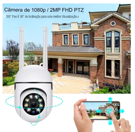 Câmera IP Sem Fio 1080p Vigilância Interna E Externa Noturna