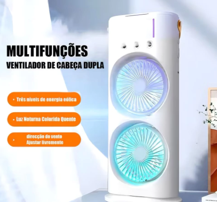 MINI Refrigerador de Ar 2 em 1: Ventilador e Umidificador com Dupla Camada para um Clima Perfeito e Refrescante em Qualquer Ambiente!