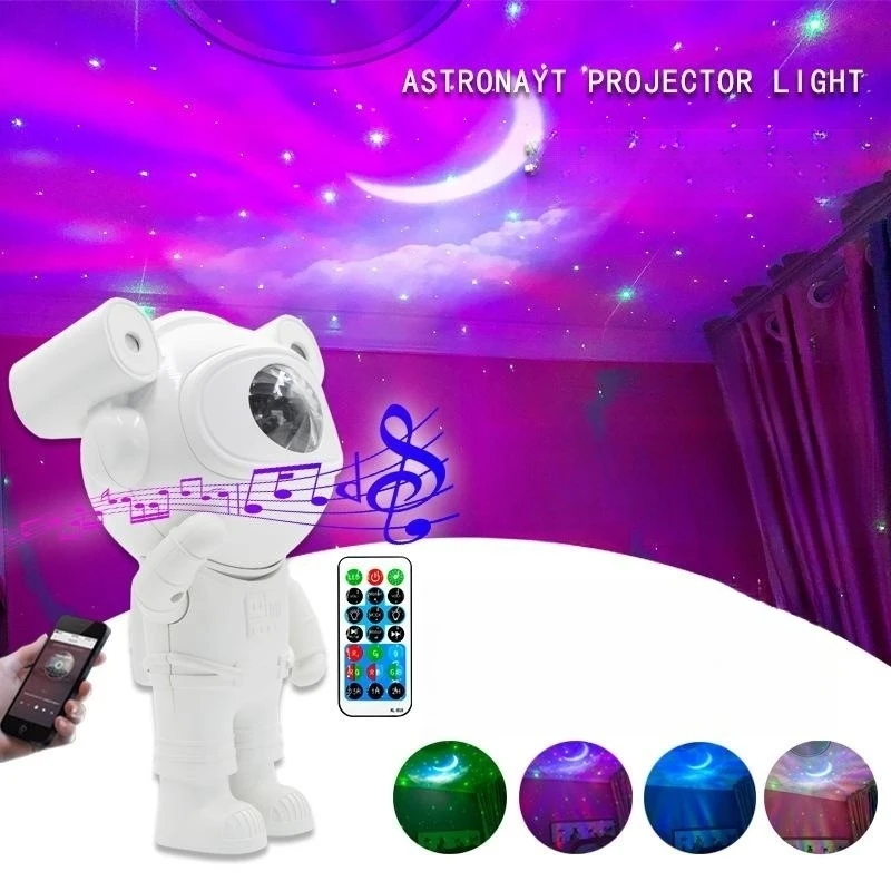 Astronauta Luminária Projetor com Som Bluetooth e Controle